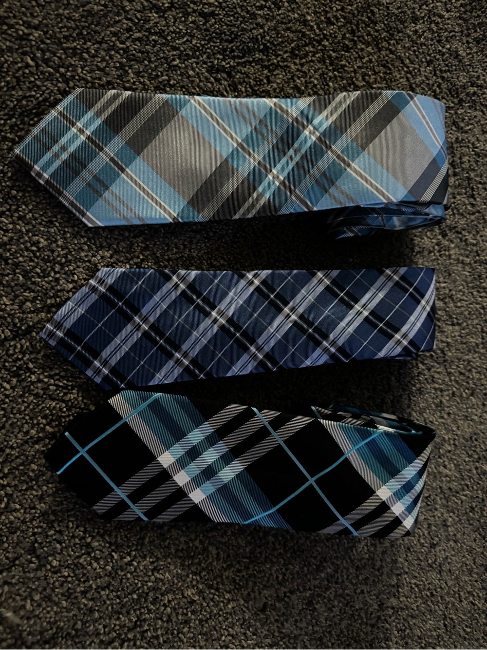 Nautica Plaid Ties in Blue, Black and Light Blue - Set of 3